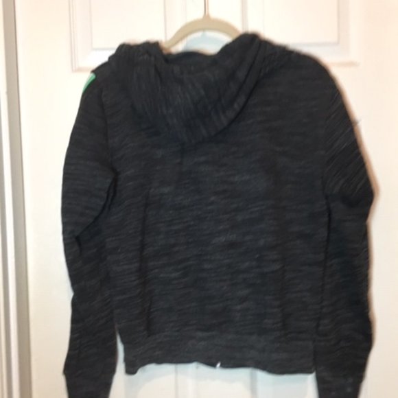 PINK Victoria's Secret Front Full-Zip Side Stripes Black/Gray Hoodie Medium - Picture 5 of 16